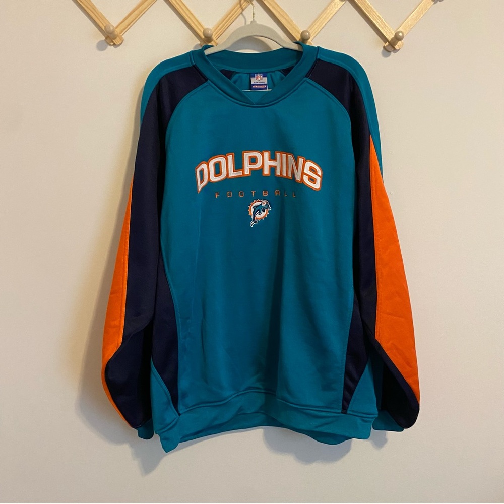 NFL Reebok Miami Dolphins Crewneck Pullover size Large